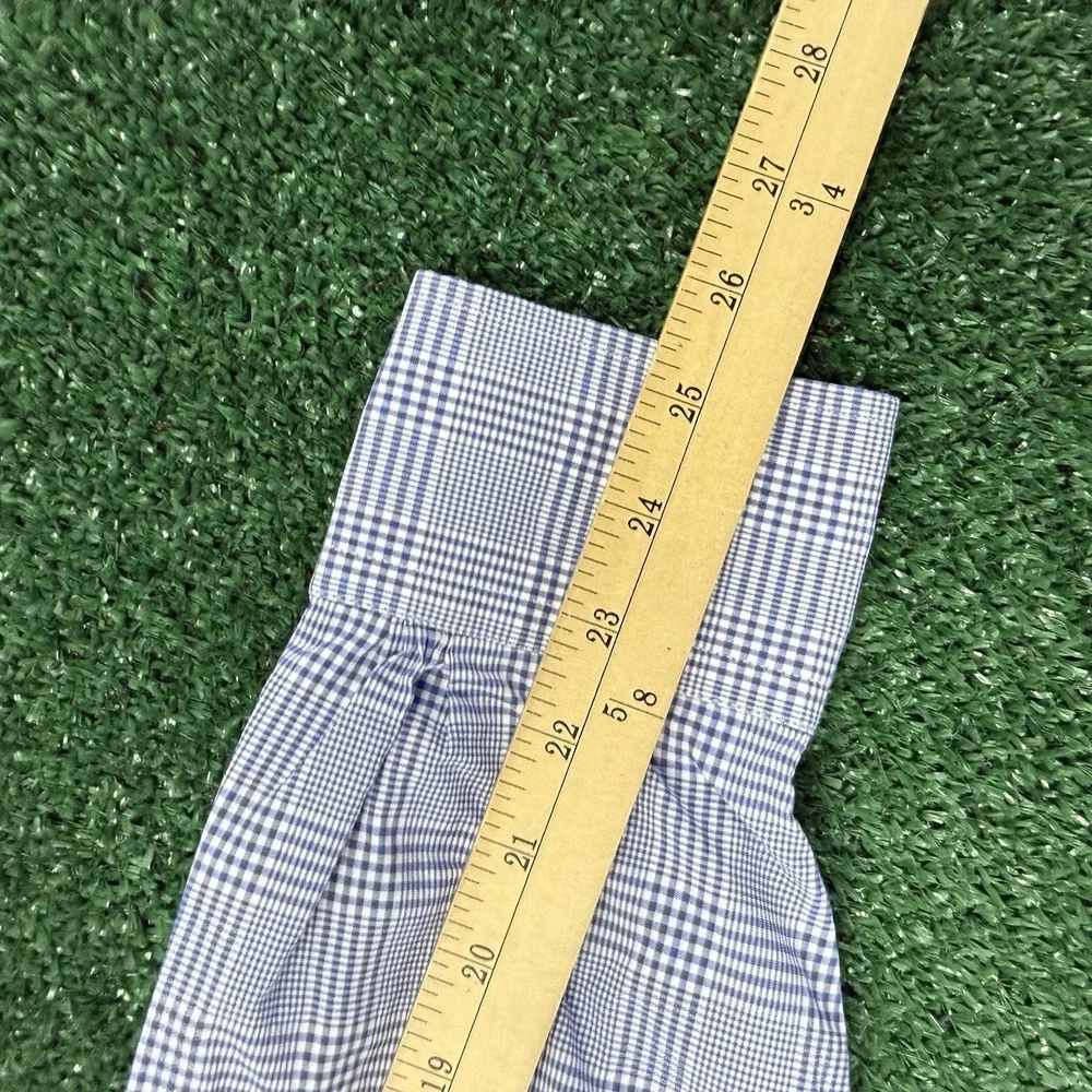 Brooks Brothers Thomas Mason Luxury Men's Dress Shirt Blue Plaid Size 16 34